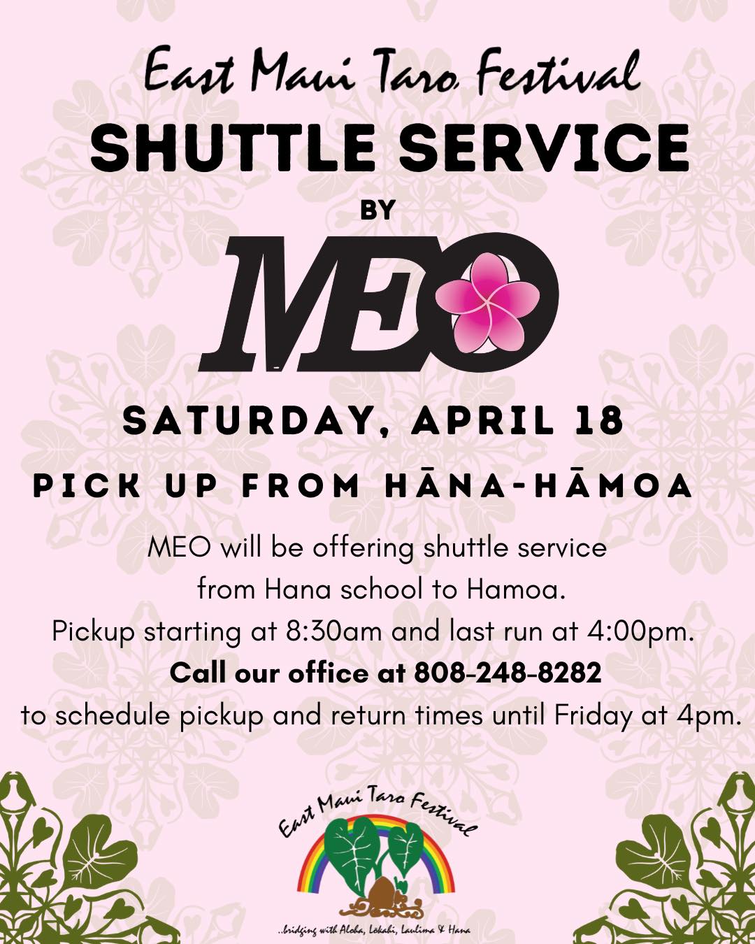 East Maui Taro Festival 2026 MEO Shuttle Service